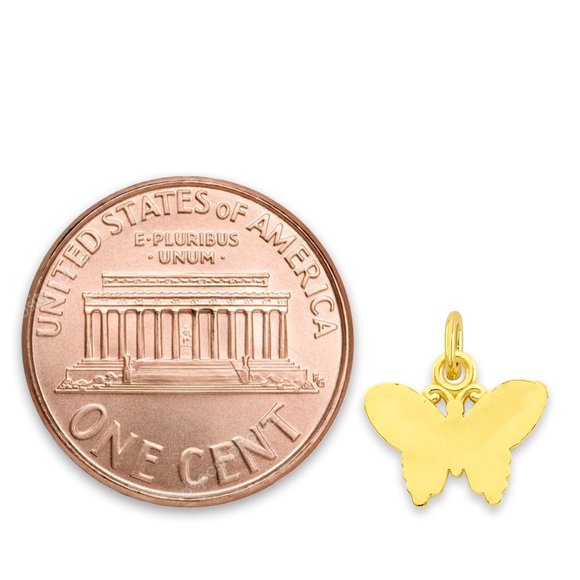 Solid 10k Gold Butterfly Charm - Tiny Cute Animal Charm - Picture 2 of 4